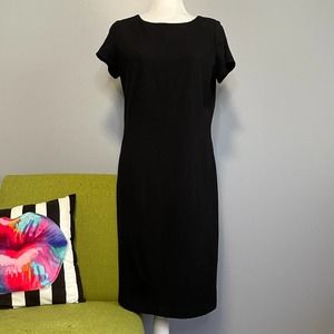 Chicos Classic Black Knit Short Sleeve Cocktail Sheath Dress 0.5